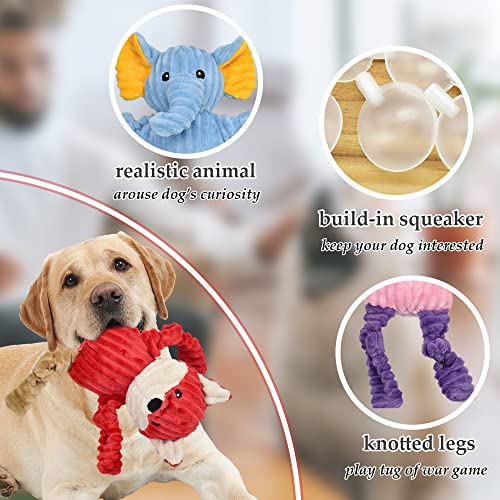 LECHONG 5 Pack Tough Dog Toys Stuffed Squeaky Dog Toys Assortment Plush Animal Dog Toy Value Bundle Puppy Pet Dog Toys for...