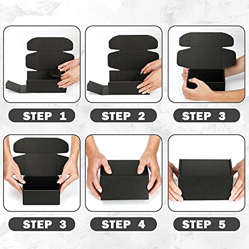 DUZCLI Small Shipping Boxes 13x10x2 Inches – Black Corrugated Cardboard Boxes (20-Pack) for Mailing, Packing, Small Busine...