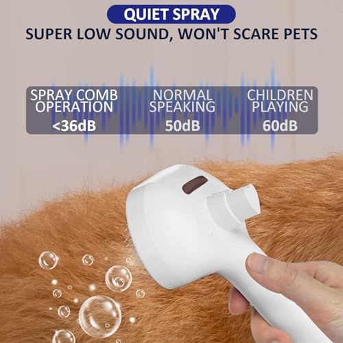 3 In 1 Self Cleaning Steamy Pet Brush, Pets Spray Hair Removal Comb - Anti-Static, Dog Grooming Tool with Steam & Self-Cle...