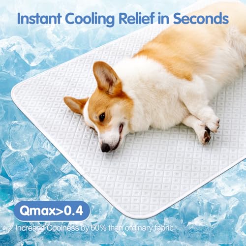 TIMSUNBER Dog Cooling Mat - Instant Cooling Pet Bed for Dogs & Cats, 6-12°F Drop, Non-Toxic & Machine Washable, Anti-Slip ...