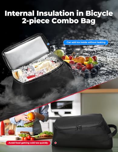 KEMIMOTO 8L Bike Bag with 6L Removable Cooler Bag, Bike Rear Rack Bag PVC Water Resistant Insulated Bag, Bicycle Trunk Pan...