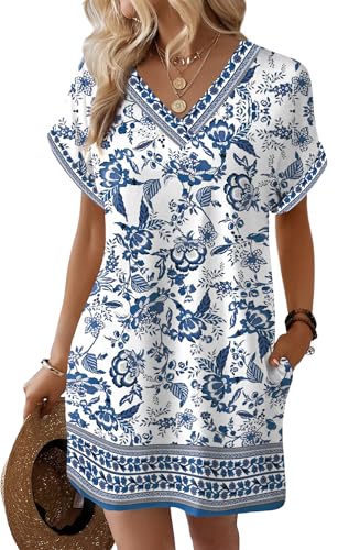 WIHOLL Summer Dresses for Women Casual Tshirt Dress Midi Dresses Fashion Beach Vacation Clothes
