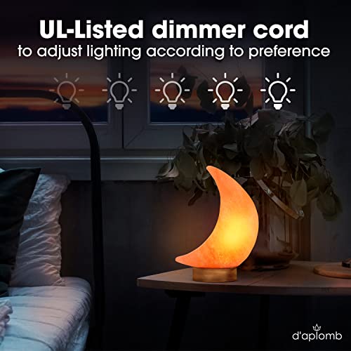 d'aplomb 100% Authentic Natural Himalayan Salt Lamp;Hand Carved Moon Pink Crystal Rock Salt from Himalayan Mountains; Dimm...
