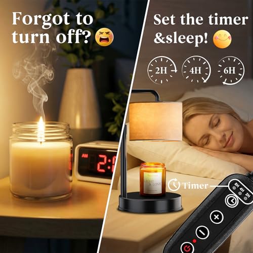 Hyrion Candle Warmer Lamp with Timer Dimmer, Adjustable Height Candle Melter with 2 Bulbs, Birthday Gifts for Women Mom, F...