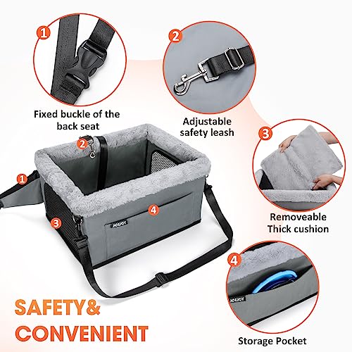 JOEJOY Deluxe Dog Booster Seat with Sturdy Metal Frame and Safety Leash for Small Pets up to 20 lbs - Portable Puppy Dog C...