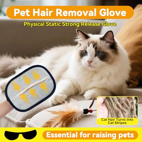CAIBAO Electrostatic Pet Hair Removal Gloves: Quick Wiping - Reusable & Washable for Sofa Clothing Pet Beds Effortless Cat...
