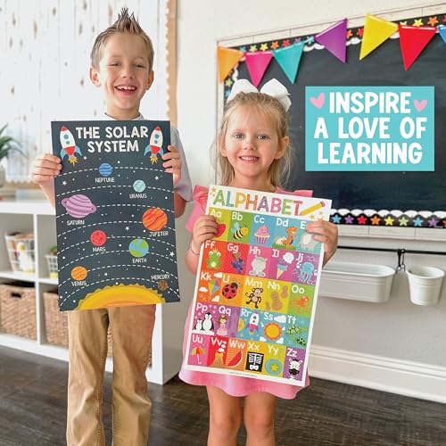 Hadley Designs 16 Educational Posters for Toddlers 1-3 - Learning Poster for Kids Ages 3-5, Alphabet Chart Playroom Homesc...