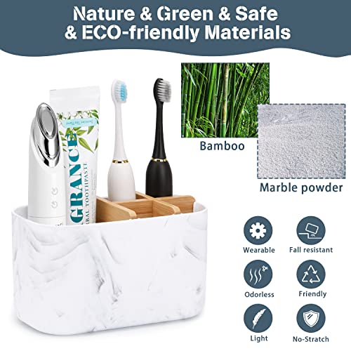 GFWARE Toothbrush Holders for Bathrooms, 5 Slots Bamboo Toothbrush Holder Kids Electric Toothbrush Holder and Toothpaste H...