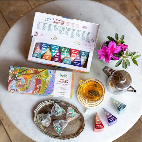 Lazika Tea Sampler with Lovely Presentation Box, 10 Counts, 2 of Each Blend Individually Wrapped, Black, Green and Herbal ...