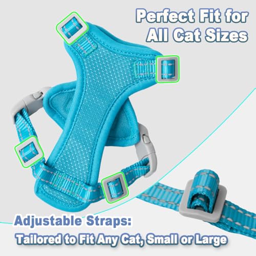 Cat Harness and Leash Set Escape Proof for Kitten Walking, Soft Adjustable Top Handle Vest Harnesses for Cats, Easy Contro...