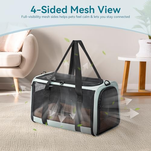 PETSFIT Soft-Sided Cat Carrier with Patented Safety Buckles, Lockable Zippers & Safety Tether,Escape-Resistant Travel Pet ...