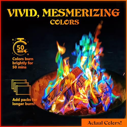 MEKER Fire Color Changing Packets - Fire Pit, Campfires, Outdoor Fireplaces, Bonfire - Magic Colorful Changing Fire - Perf...
