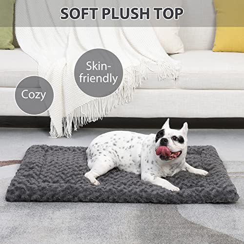 Washable Dog Bed Mat Ultra Soft Dog Crate Pad Comfy Fluffy Pet Kennel Beds Sleeping Mattress for Large Jumbo Medium Small ...