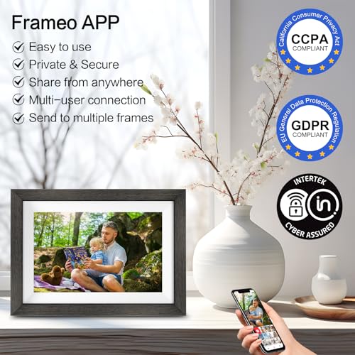 Frameo Digital Photo Frame,10.1 Inch WiFi Smart Digital Picture Frame with HD IPS Touch Screen,Auto-Rotate,Send Pictures f...