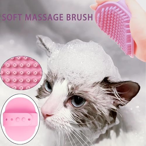 POSAPET Cat Grooming Brush Kit 6 Tools - Deshedding & Dematting for Long/Short Hair, Self-Cleaning Slicker Brush with 6-i...