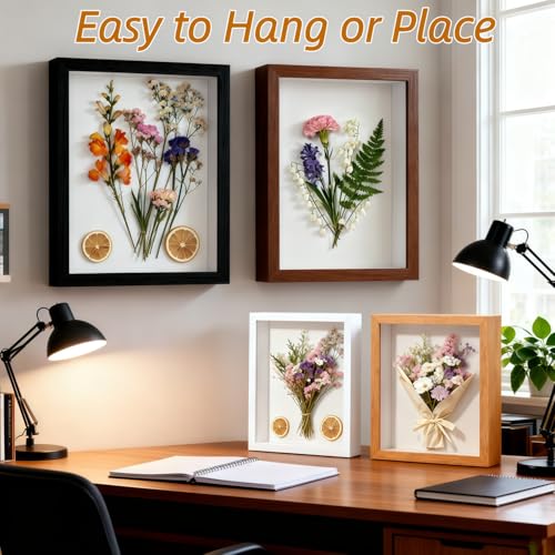 8x10 Shadow Box - Wooden Deep Picture Frame with Shatter-Resistant Panel for Wall Decor | 3D Display Case for Military Med...