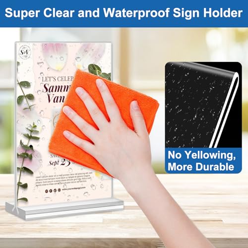 Acrylic Sign Holder 4x6, 20 Pack Clear Table Vertical Double Sided Table Menu Display, Plastic Desktop Picture Frames Stan...