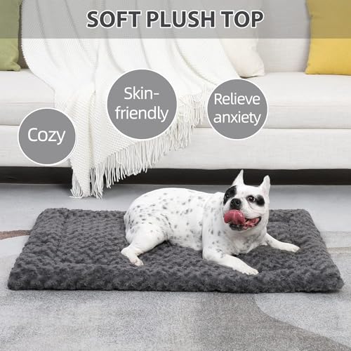 Washable Dog Bed Mat Ultra Soft Dog Crate Pad Comfy Fluffy Pet Kennel Beds Dog Sleeping Mattress for Large Jumbo Medium Sm...