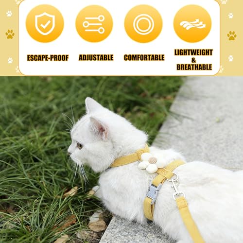 LeLehome Cat Harness and Leash Set Escape Proof Comfortable Lightweight Adjustable Strap for Walking, Travel, Kitten, Pupp...