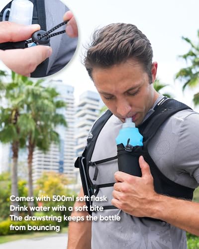 Zelvot Running Vest for Women Men, USA Original Patent, Adjustable Chest Straps Running Hydration Vest with 500ml Soft Fla...