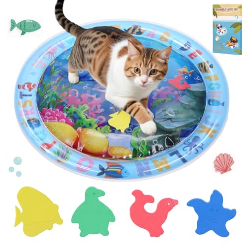 ZALALOVA Water Sensory Playmat for Cats, Thickened Upgraded Cat Dog Toys Bored Pet Animals Kicker Toys Self Play Mat, Inte...