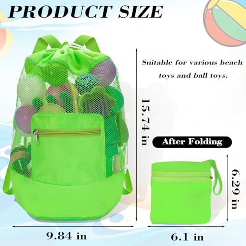 INVODA Mesh Beach Bag Drawstring Beach Backpack Foldable Toy Organizer Bag Shell Adjustable Straps Large Capacity Swim Bag