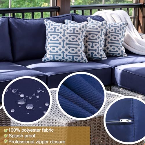SpaceHop 14 Piece Outdoor Patio Cushion Cover Replacement, Waterproof Patio Cushion Covers, Outdoor Furniture Cushion Cove...
