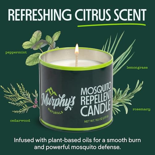 Murphy's Naturals Mosquito Bug Repellent Candles for Outdoor Patio, Citronella & Essential Oils, Soy/Beeswax Blend, 30-Hou...