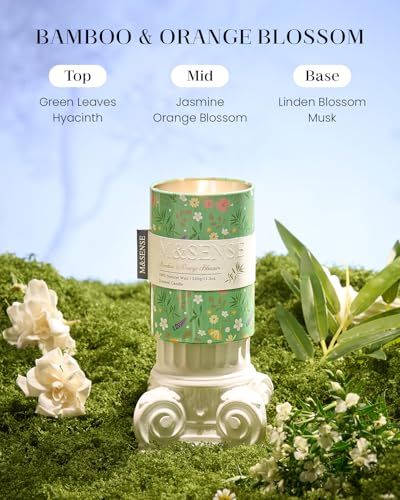 M&SENSE Spring Candle 11.3 oz,Bamboo Orange Blossom Scented Candle, Non-Toxin Soy Wax for Home Scented, Floral Candles for...