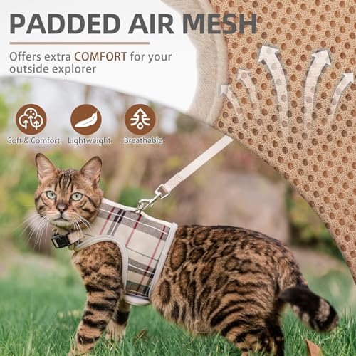 PUPTECK Soft Mesh Cat Vest Harness and Leash Set Puppy Padded Pet Harnesses Escape Proof for Cats Small Dogs Rabbits Bunn...