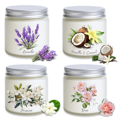Luina Scented Candle Gift Set – Floral Soy Candles in Glass Jars, 4 Pack Candle Set for Home Fragrance, Flower Scented Can...