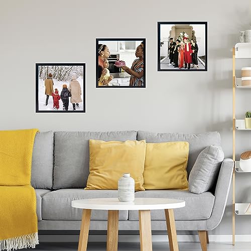 JCJMY 10x10 Picture Frame Black for Wall Hanging, Wall Mounting Horizontally or Vertically, 10 x 10 Square Wall Gallery Po...