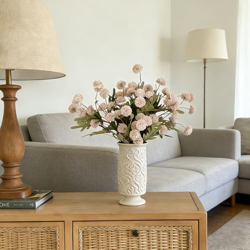 12Pcs Fake Kiku Flowers, Artificial Small Chrysanthemum Balls with Stems, Faux Silk Mini Pompon Mums for Vase Floral Arran...