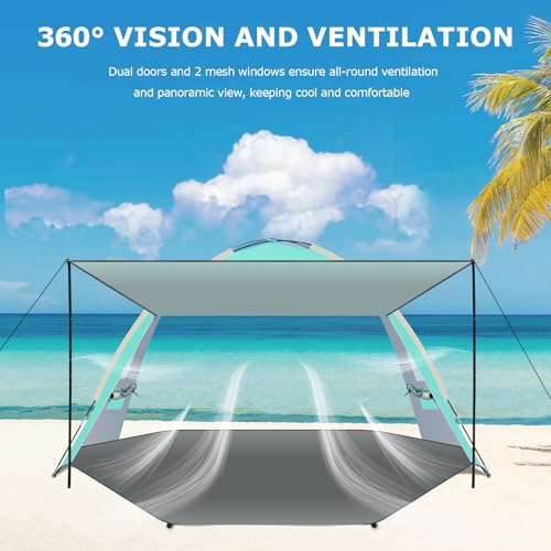 Gorich Beach Tent with Canopy - Easy Setup 3-4/5-6/7-8 Person Portable Sun Shelter, UPF 50+ UV Protection Sun Shade, Light...