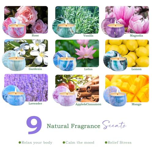 Scented Candles Gift Set, 9 Pack Candles for Home Scented Long Lasting Natural Soy Wax Aromatherapy Candle Set Birthday Gi...
