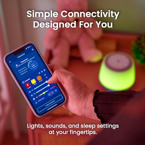 Babysense Baby Sound Machine with Night Light | 2nd Gen | 28 Soothing Sounds | Toddler Sleep Trainer | App-Controlled Whit...