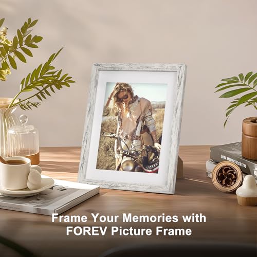 TOFOREVO Picture Frames 8x10 Set of 2 Distressed White Wood Grain Photo Frame for Gallery Wall Mounting or Tabletop Display