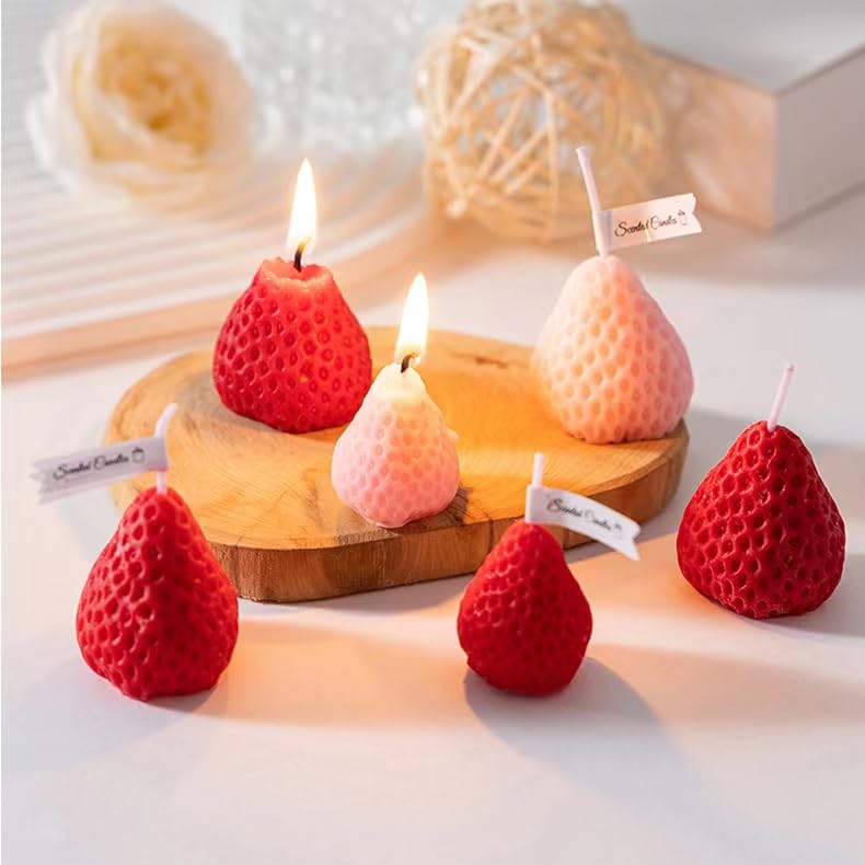 Strawberry Candle Gifts for Women 9pcs,Strawberry Decorative Soy Aromatherapy Candles for Home Scented Decoration, Cute Ca...