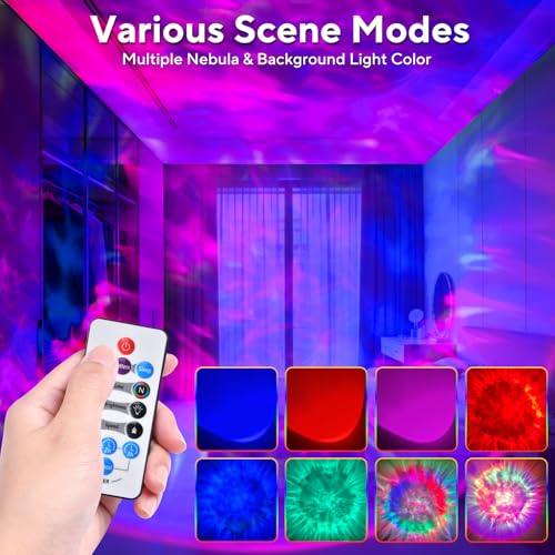 HIJOPIB Galaxy Projector for Bedroom, Nebula Ceiling Led Lamp with Remote & Timer, Night Light Gifts for Kids,Room Decor/B...