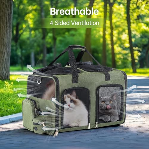 TOYSBOOM Cat Carrier for 2 Cats - Double Pet Carrier Extra Large, Dual Cabin Multi Cat Travel Carrier with Removable Divid...