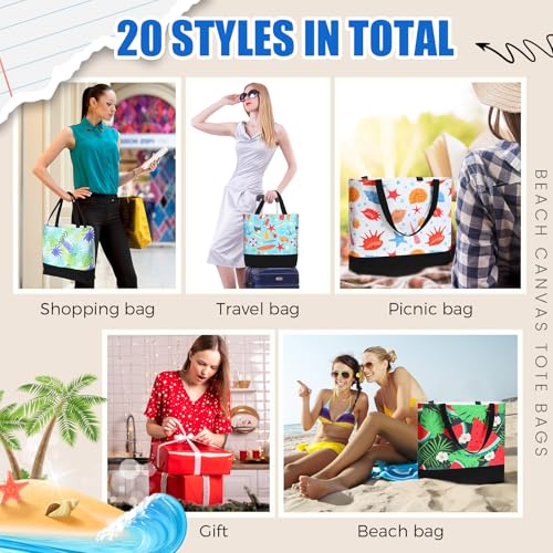 SilTriangle 20 Pcs Beach Tote Bag Gifts for Women Reusable Summer Tote Bag Large Grocery Shopping Handbags for Beach Pool ...