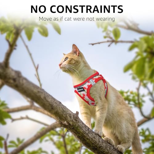 SCENEREAL Cat Harness & Leash Set Escape Proof - Adjustable Air Mesh Vest with Reflective Strips for Kittens, Puppies, Rab...