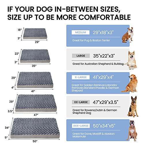 GOHOO PET Orthopedic Memory Foam Bed for Large Dogs, Waterproof Cooling Pet Mats for Crate with Removable Washable Cover,I...