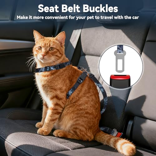 Cat Harness and Leash Set, 3-in-1 Escape Proof Adjustable, Comfortable Soft Lightweight, Safe, Easy to Wear, Walking Trave...
