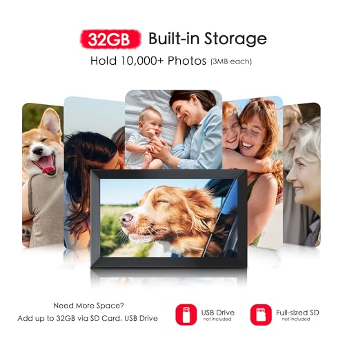 Digital Picture Frame, Frameo 15.6 inch Large Digital Photo Frame WiFi, 1920 * 1080 IPS FHD Touchscreen, 32GB Storage, Ins...