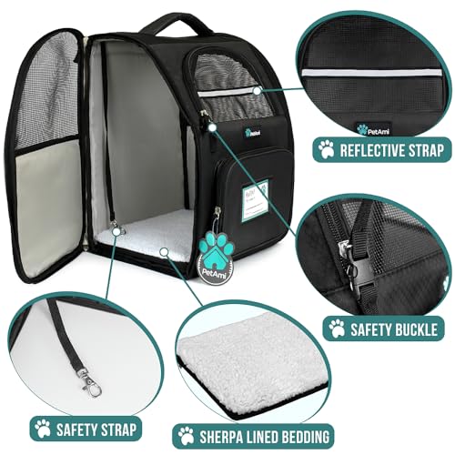 PetAmi Dog Backpack Carrier for Small Large Cat, Pet, Puppy, Ventilated Pet Hiking Backpack Travel Bag, Airline Approved C...
