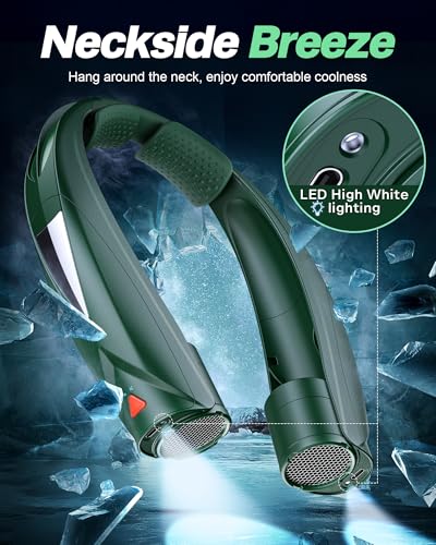 Laimiod Portable Neck Fan - with LED Book Light, 6-20 Hrs Long Battery, 6-Speed Adjustable, USB-C Rechargeable, Ultra Quie...