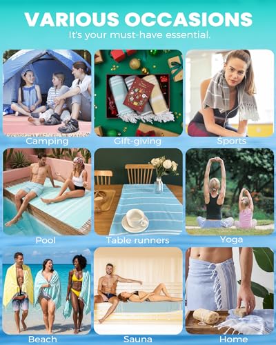 Antfuny 2 Packs Turkish Beach Towels Quick Dry Sand Free Oversized Bath Pool Swim Towel Extra Large XL Big Blanket Adult T...
