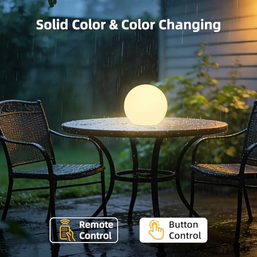 BLUEYE 6Inch LED Ball Night Light,200Lumens,16RGB Therapy,Remote Control Table Lamp,Rechargeable Orb Globe Sphere Ambient ...