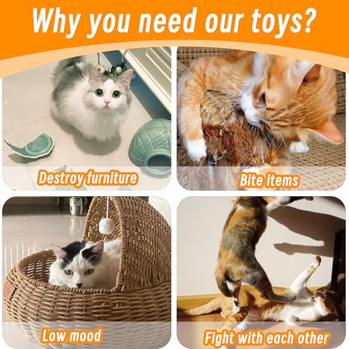 Seyezo Catnip Toys for Indoor Cats, 5 Pack Cat Toys for Cats, Fluffy Catnip Toys for Chewing Playing, Interactive Kitten T...